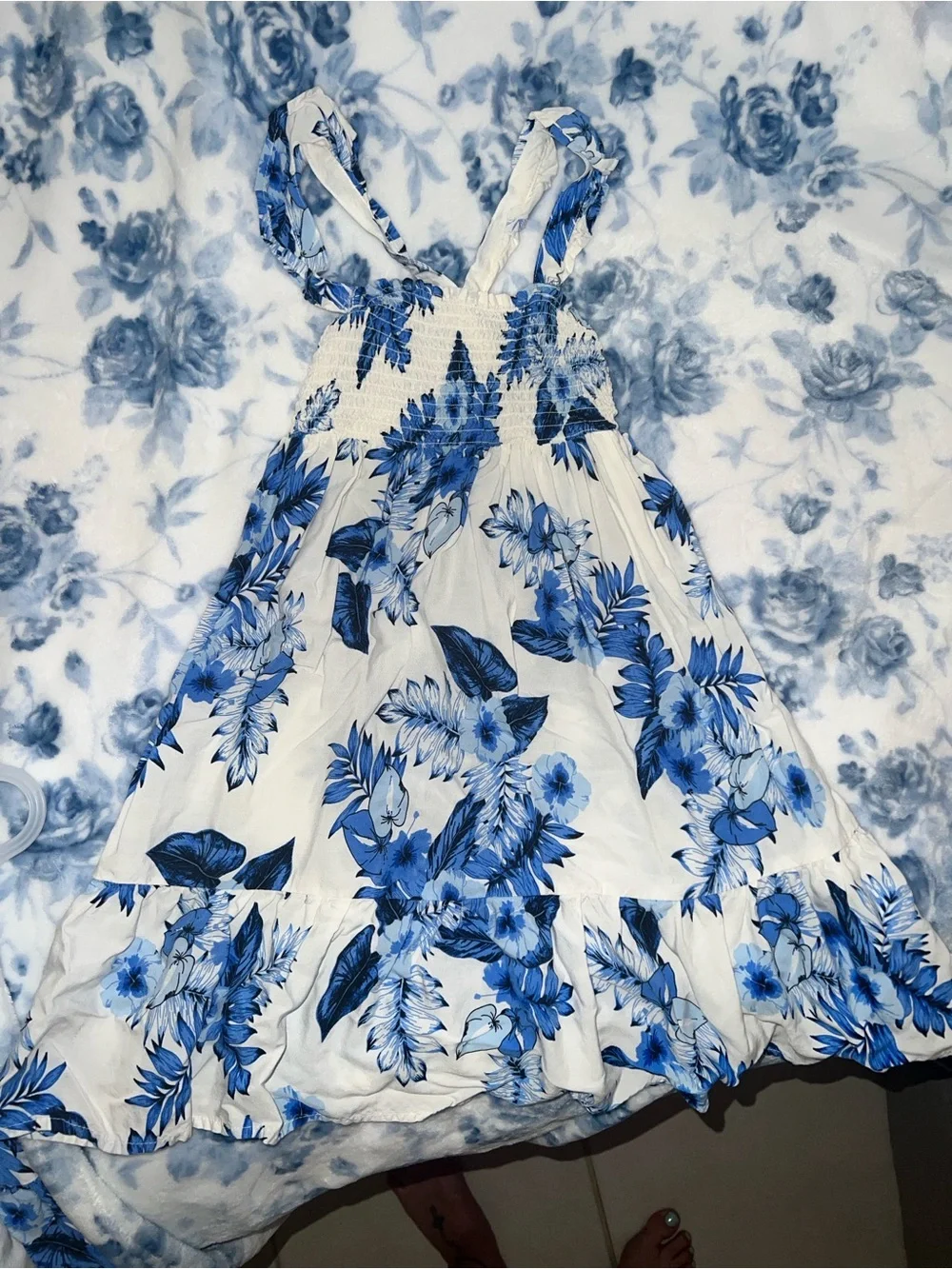 The Children's Place White and Blue Floral Sundress